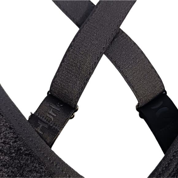 Hurley Signature Sports Bra Size LGRAY Crisscross Back Beach Adjustable Padded - Picture 4 of 11